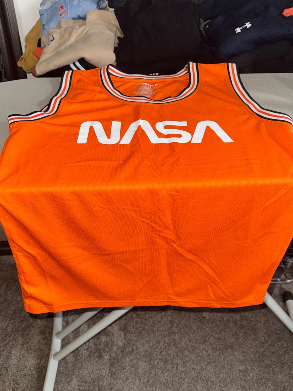 Orange NASA basketball jersey sleeveless shirt